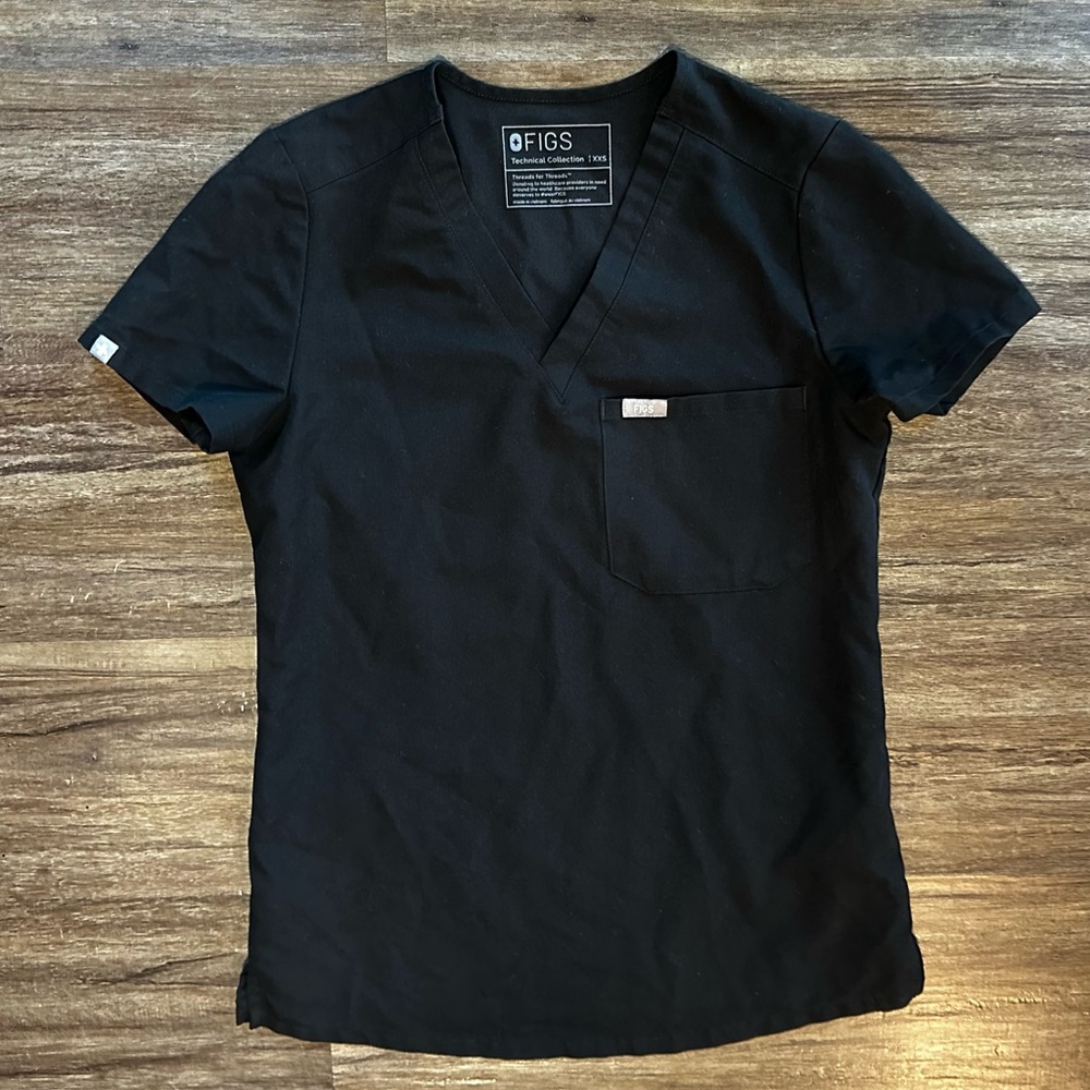 Figs Catarina One-Pocket Scrub Top in Black. Size XXS - Picture 6 of 10